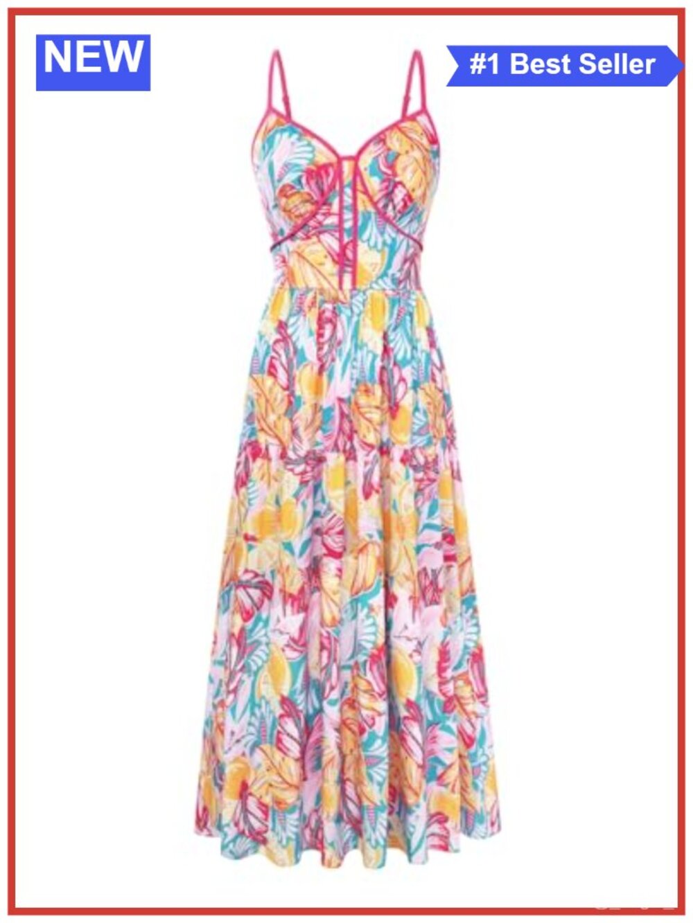 Women's Spaghetti Strap Floral Maxi Sundress Resort Beach Dress with Pockets